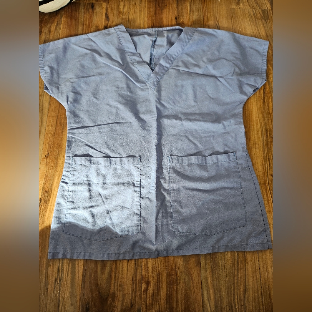 Blue V-Neck Scrub Top
